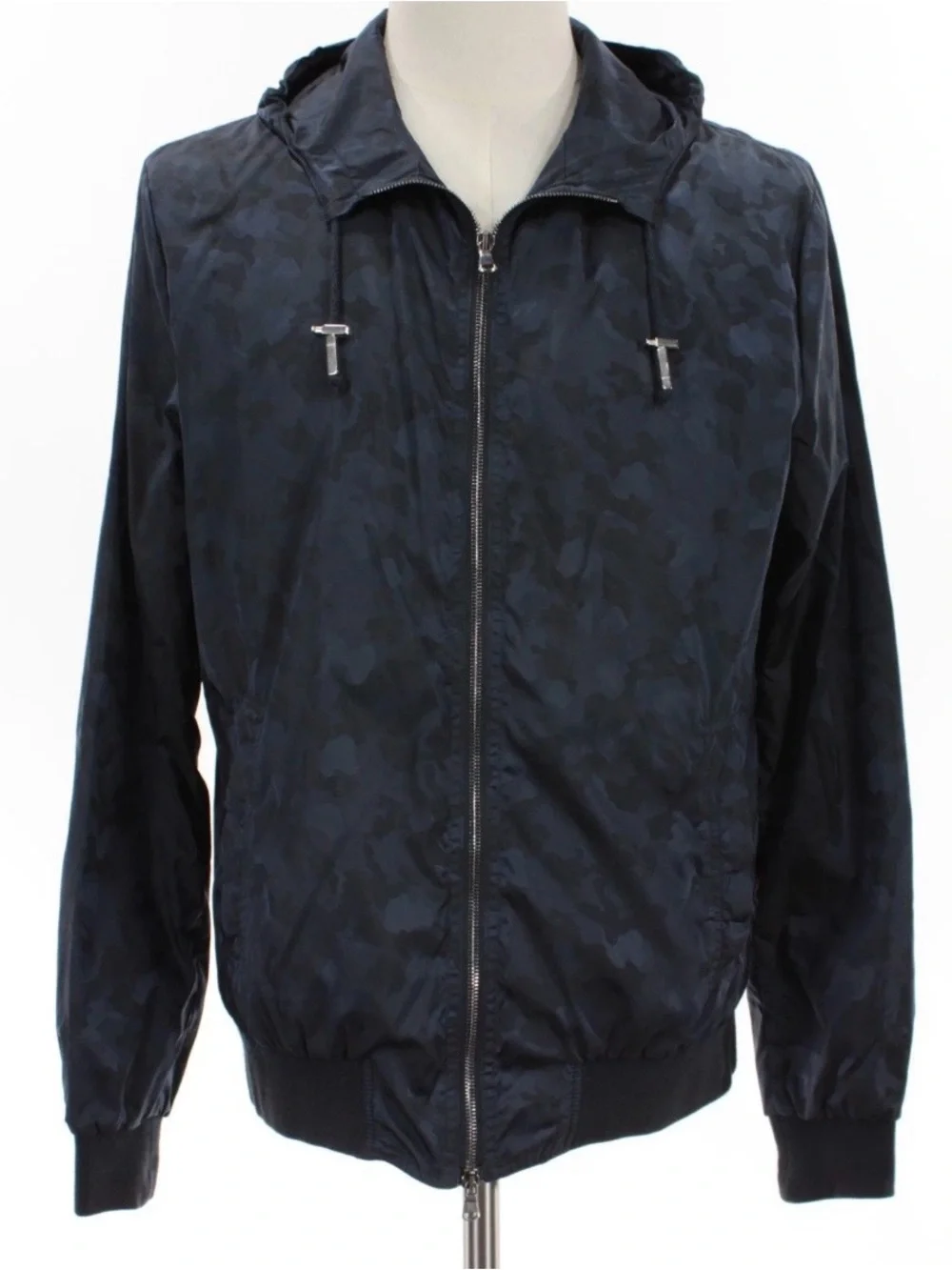 Eleventy Full Zip Windbreaker Jacket Size L in Blue Camo